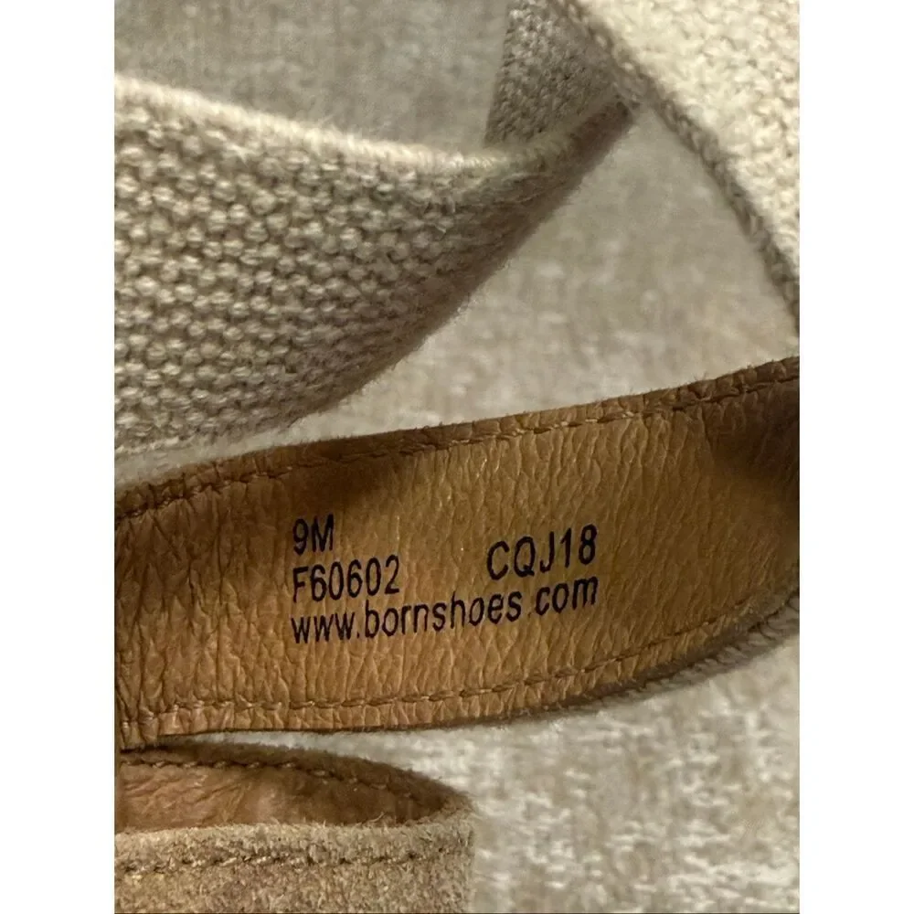 Born Women's Suede Leather Strappy Platform Wedge Slingback Sandals Tan Size 9M